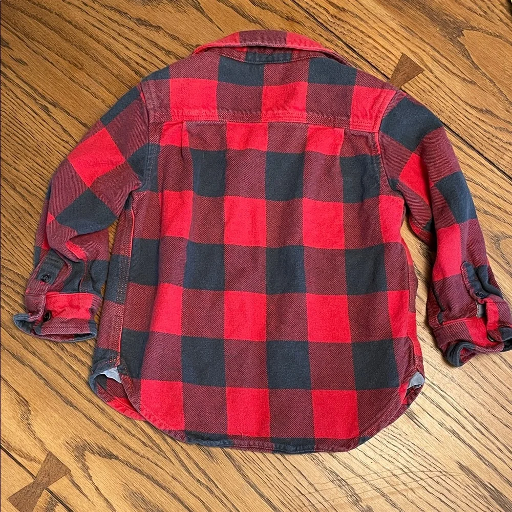 Baby GAP Kids Red and Black Plaid Button Down Long Sleeve Flannel Shirt size 3T